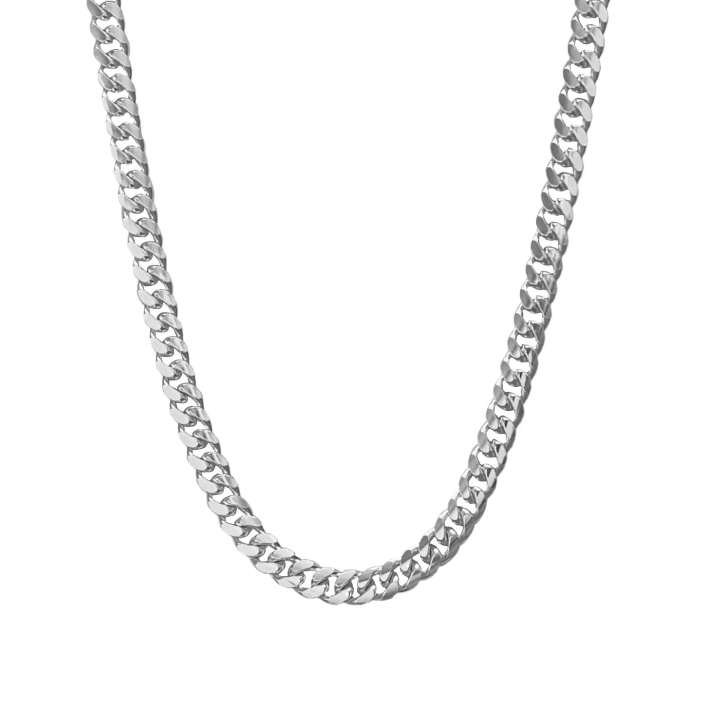 7.5mm Solid Curb (Cuban) Link Necklace - Italian Sterling Silver (925)