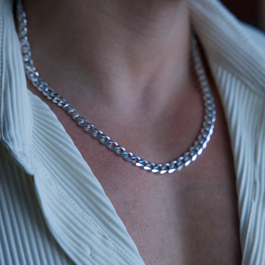 7.5mm Solid Curb (Cuban) Link Necklace - Italian Sterling Silver (925)