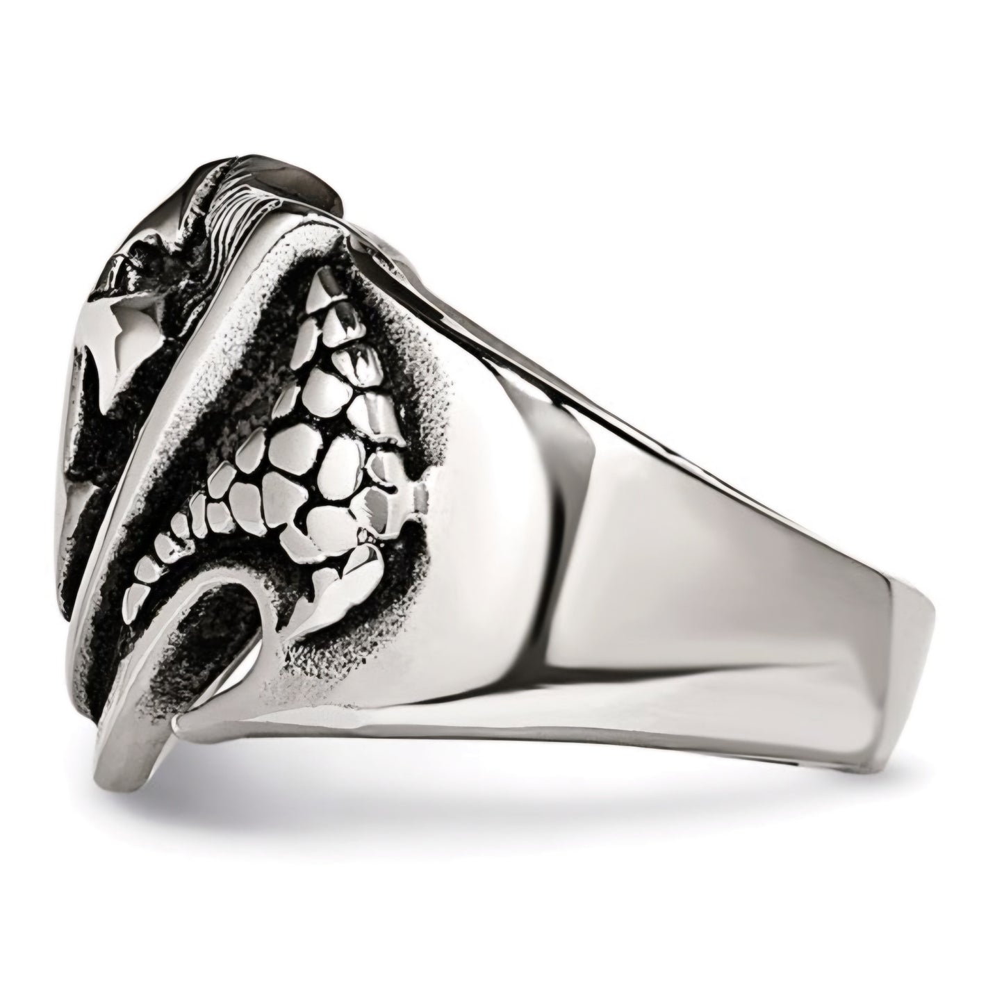 Shield Ring Antique Textured in Stainless Steel