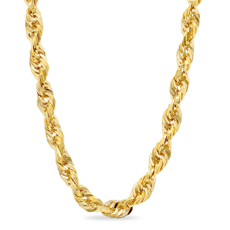 3mm Diamond Cut Rope Chain -18K Yellow Gold over Solid Sterling Silver (925)