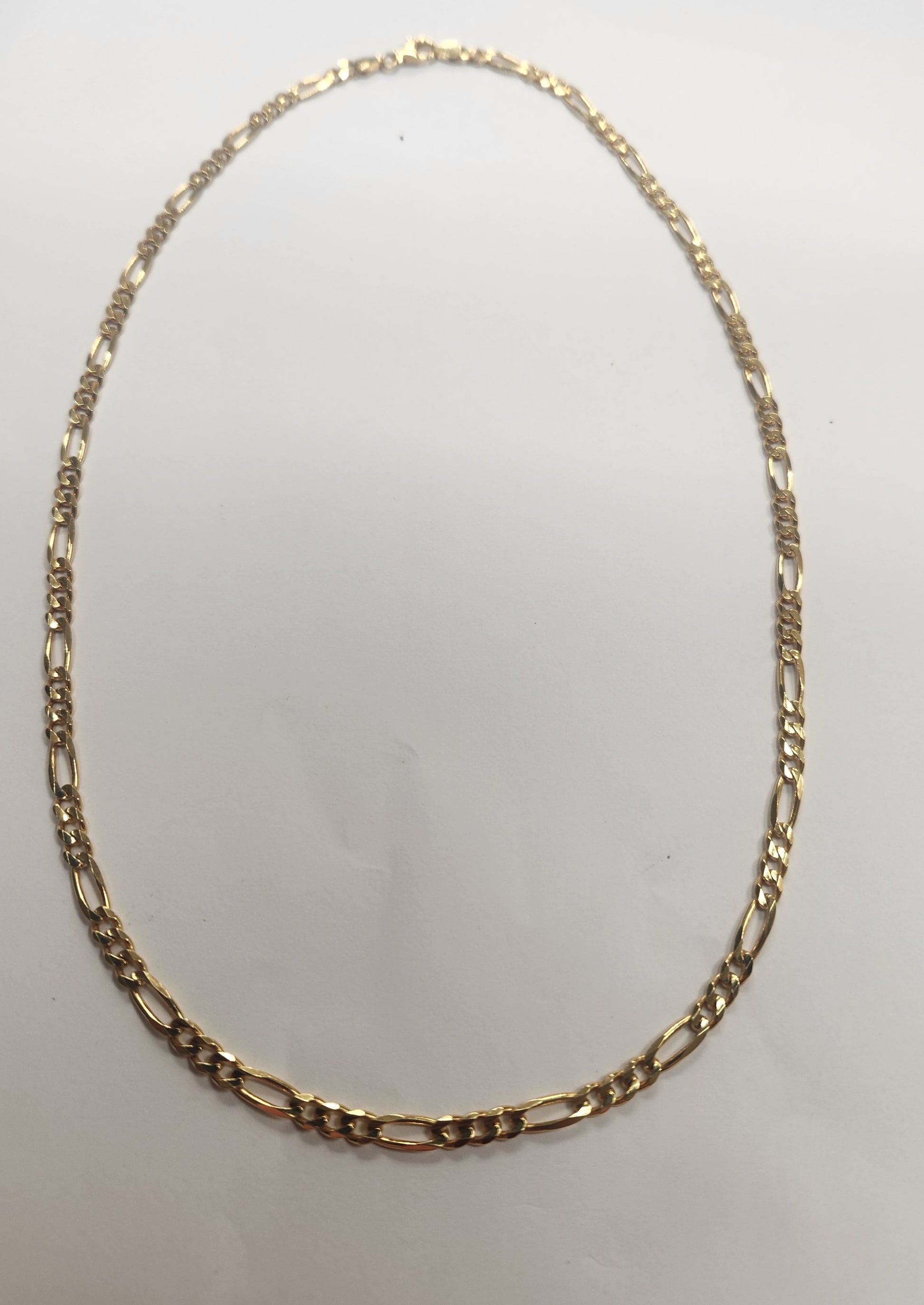 Figaro Link Necklace 18K Yellow Gold over Solid Sterling Silver (925)