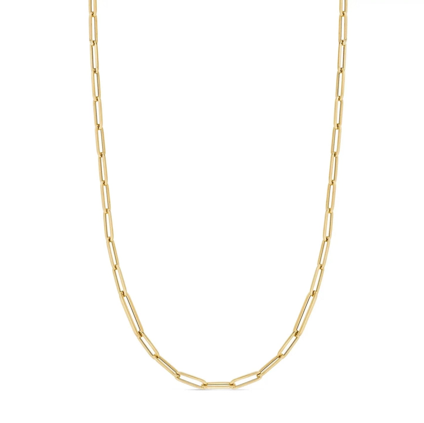 Ladies Paperclip link Necklace - 18K Yellow Gold over Solid Sterling Silver (925)