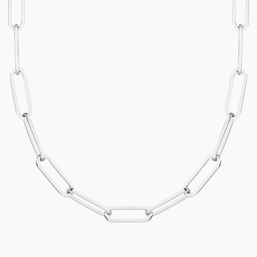 Ladies Paperclip link Necklace - Solid Sterling Silver (925)