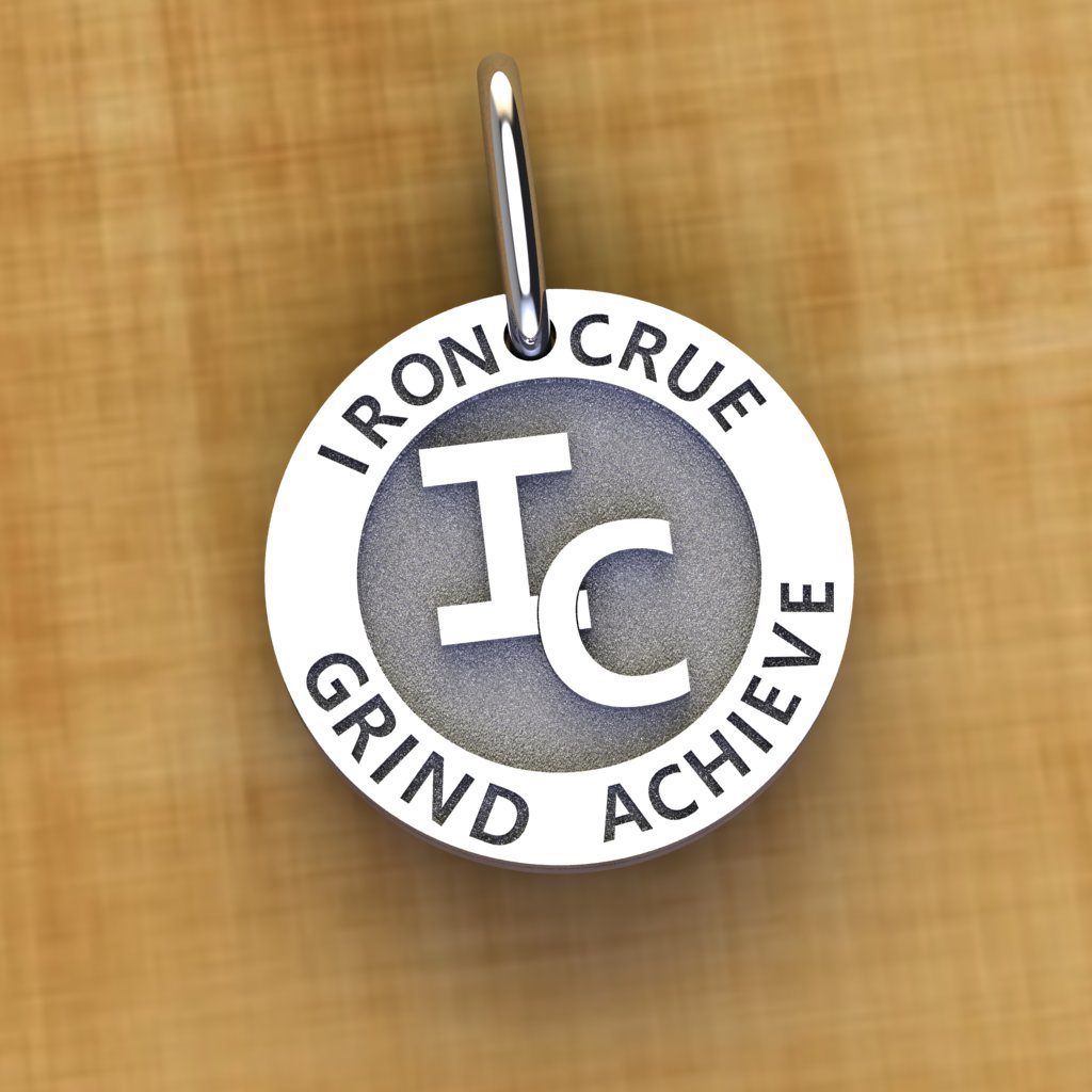 Signature Round Iron Crue Sterling Silver Pendant