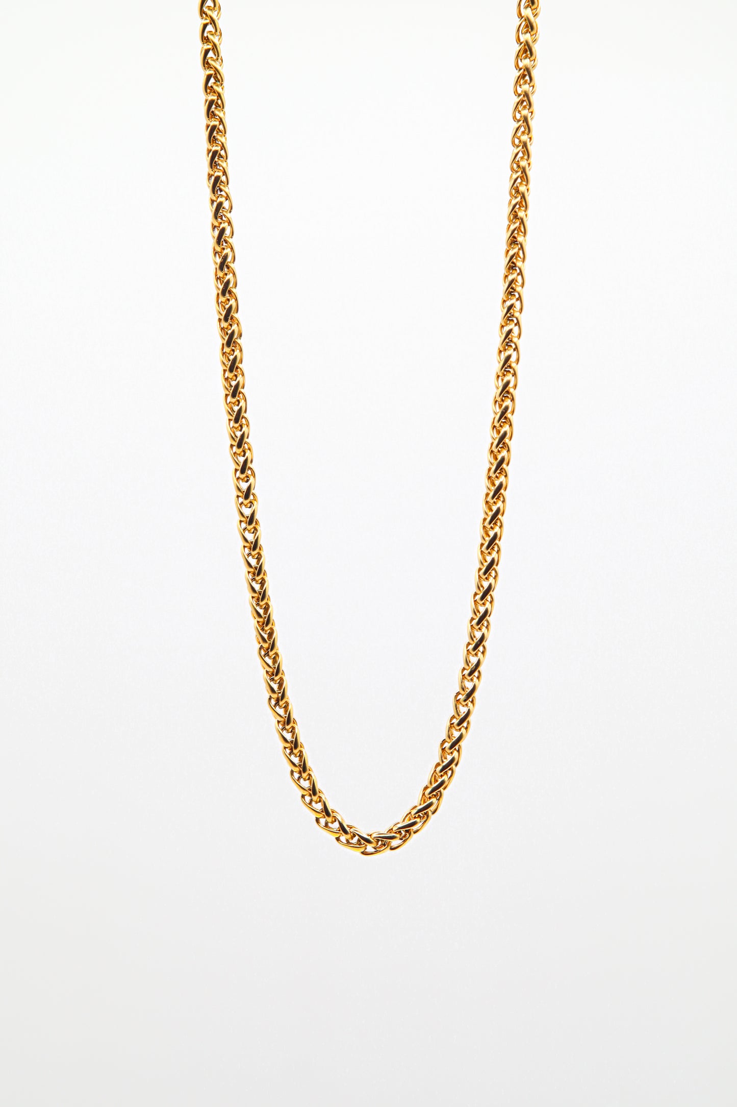 4mm Wheat Chain Necklace in Stainless Steel IP Gold