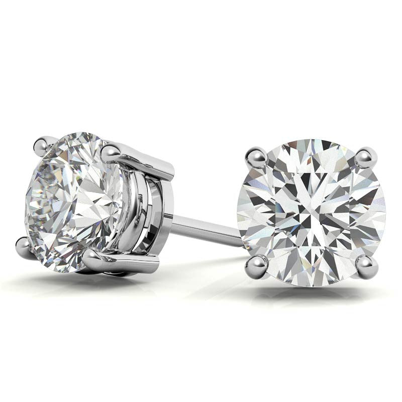 Round Brilliant Cut Cubic Zirconia in Sterling Silver (925) Studs